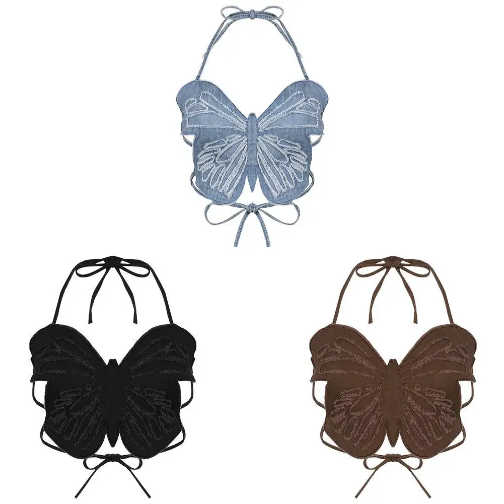 sleep camisole Sexy Sweet Bandage Hollow Crop Top For Women Camisole Summer Club Party Knitted Butterfly Tank Tops Beach Vacation Vest silk camisole