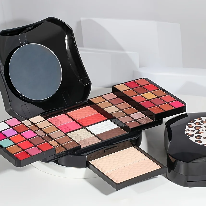 64-Color Eyeshadow Makeup Palette with Brush Portable Powder Cosmetic Kit Eyes Long-lasting Shimmer & Matte Finishes For Easter