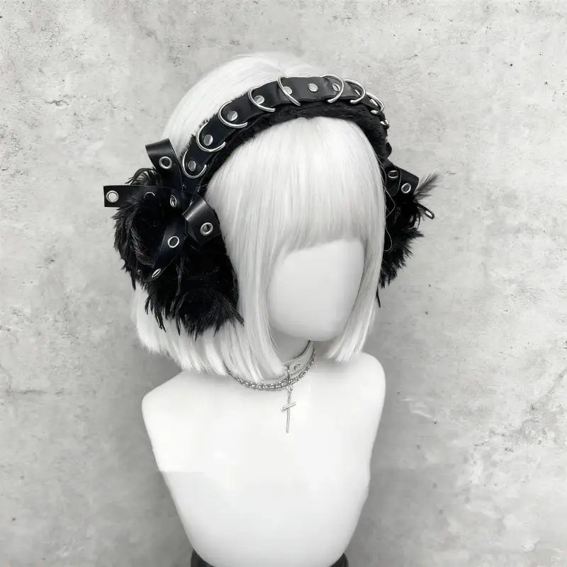 Punk Ohr Wärmer Schutz Plüsch Flauschigen Y2K Harajuku Wind Dunkle Wärme Ohrenschützer Ohr Abdeckung Kostüm Requisiten Party Zubehör – Detail 3