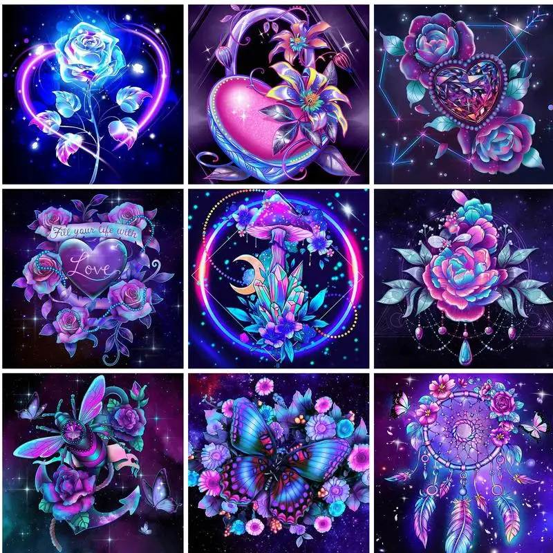 

GATYZTORY Full Square Diamond Painting Flowers 5D DIY Diamond Embroidery Square drill Needlework Home Decor 40*40cm