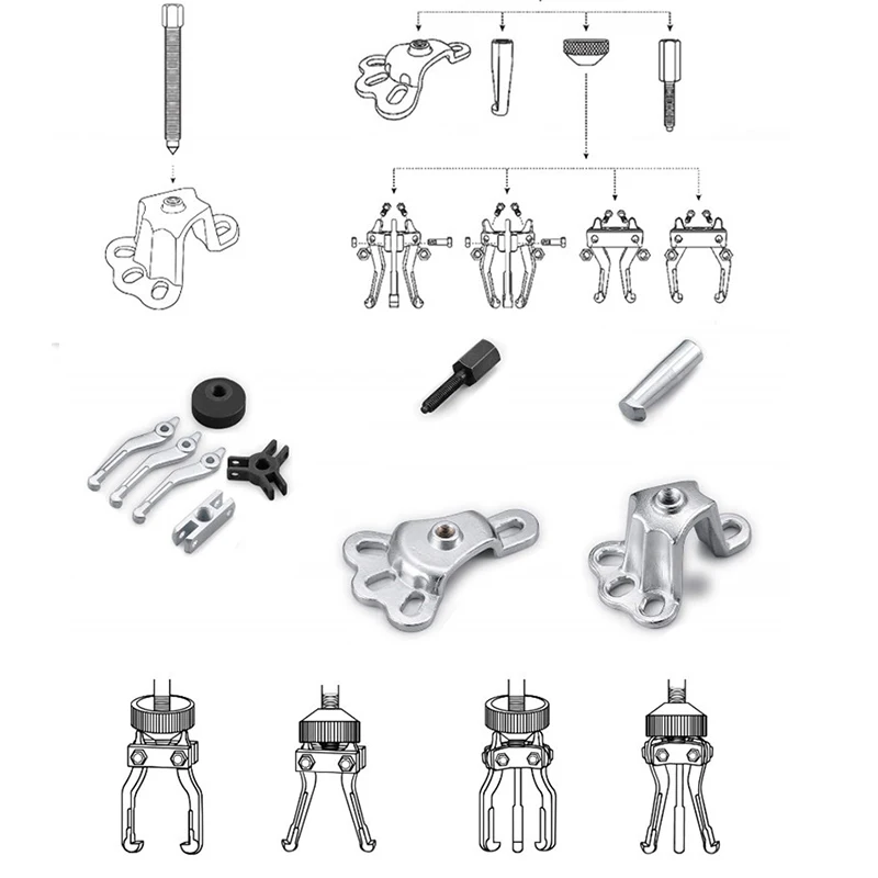 2/3 Jaw Internal/External Slide Hammer Puller Set Rear Wheel Axle Hub Dent Shaft Puller Tool Front Wheel Hub Bearing Remover Kit