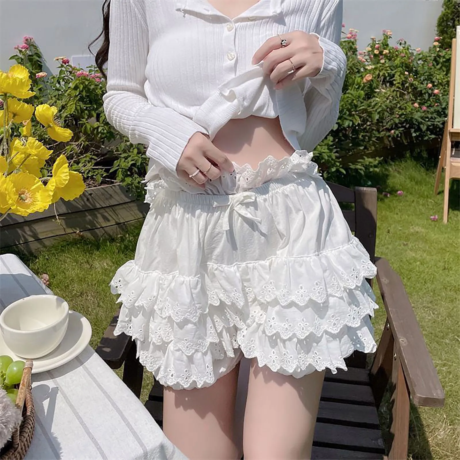 

Женская мини-юбка в японском стиле, Летняя короткая юбка в стиле «лолита» с высокой талией и оборками, Y2k