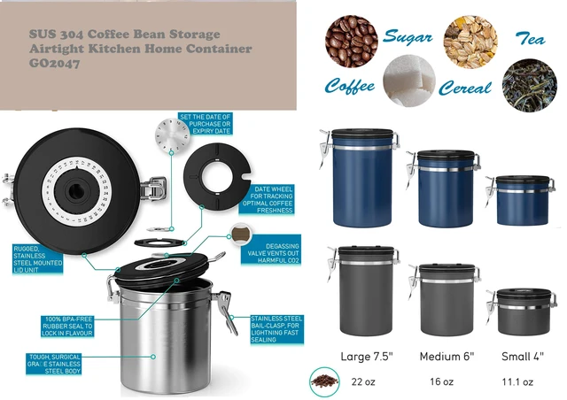 2800ML Edelstahl Luftdichten Kaffee Container Lagerung Kanister