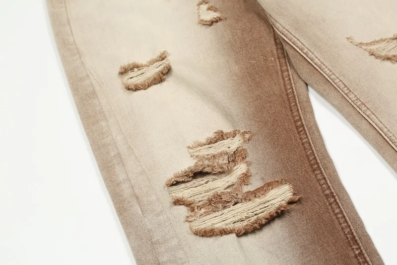 Fashion Denim Jeans Mens Destoryed Holes Zipper Straight Jeans Hip Hop Streetwear Spring Summer Casual Joggers Jeans Men Pants