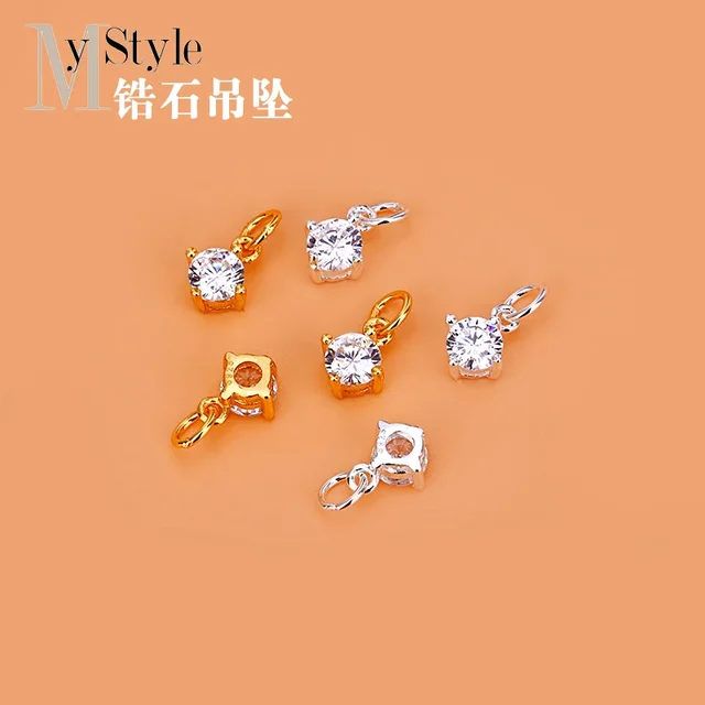 Accessoires en argent Sterling S925, petit pendentif en diamant, fait à la main, matériel perlé, bague, bracelet, collier, bijoux pour femmes 1