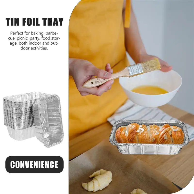 30pcs Tinfoil Boxes Bake Toast Cake Foil Trays Tin Foil Case Home