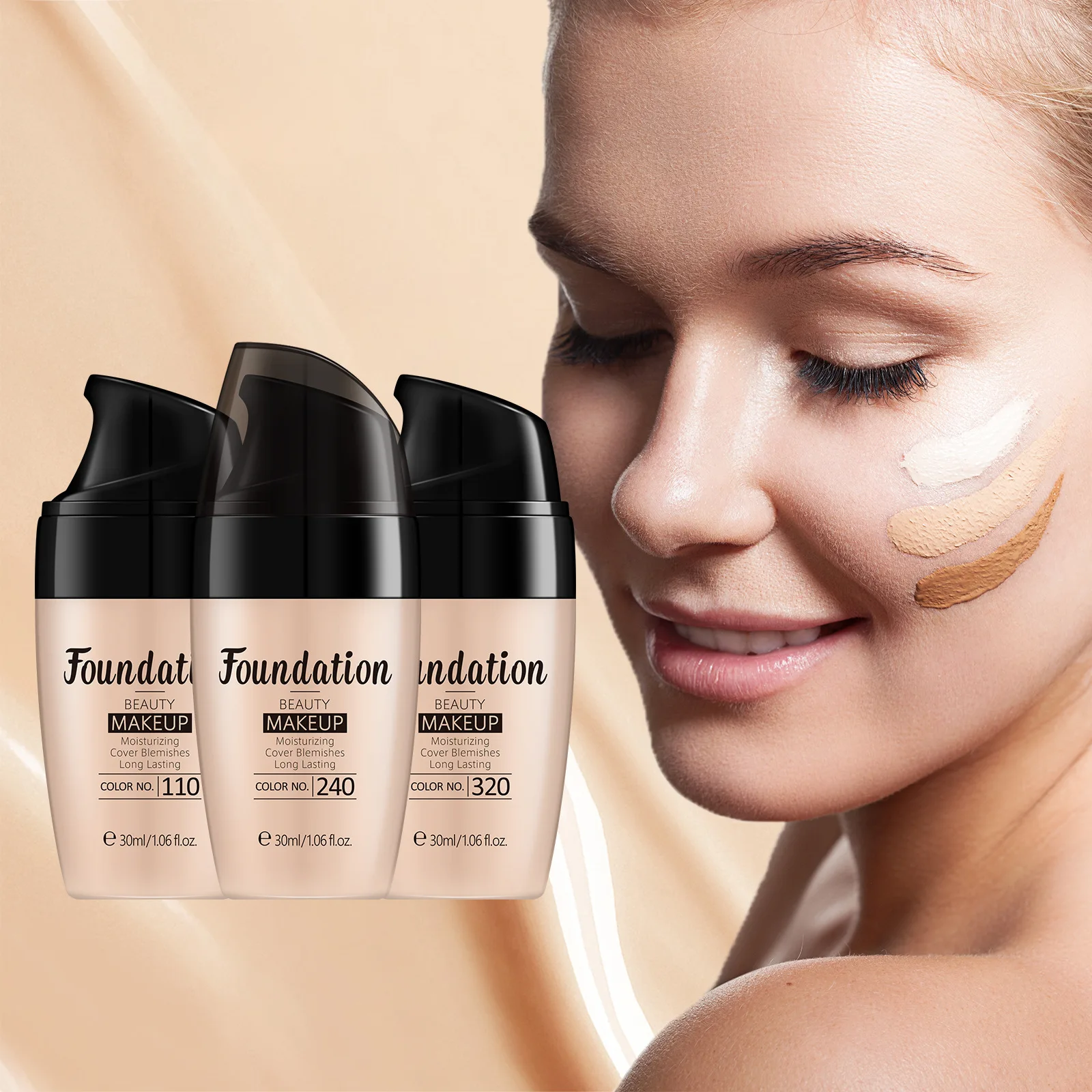 LAIKOU 3 Colors Long-lasting Face Foundation Cream Waterproof Concealer Liquid Even Skin Tone Professional Base Makeup Cosmetics