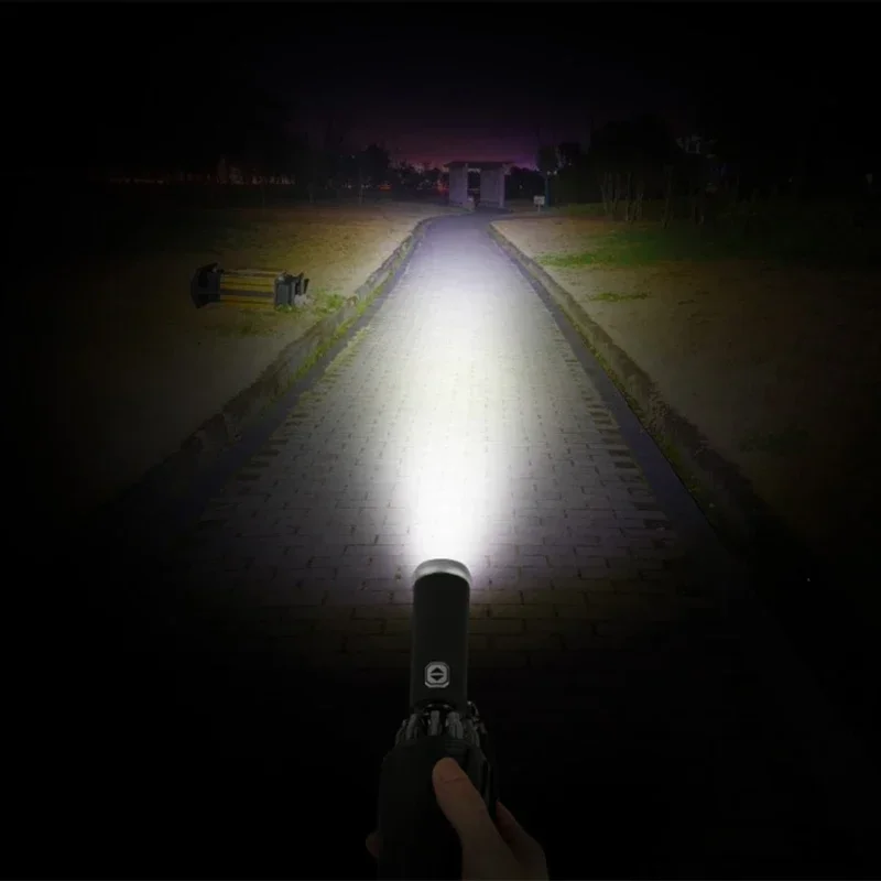 Folding Umbrella Torch Swivelling LED Automatic Sunshade for Men & Women