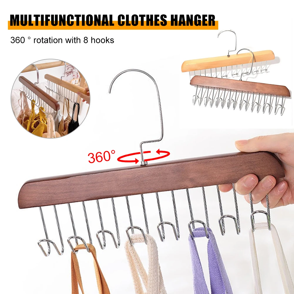 

Solid Wood Hanger Hook 8 Hook Rack Multifunction Women Storage Bra Hanger Home Belt Wardrobe Organizer Clothing Storage