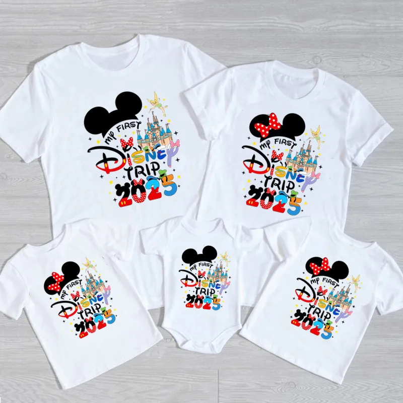 My First Disney Trip 2025 Family Matching Outfits Vacation Family Matching Look Cotton Tshirt 3