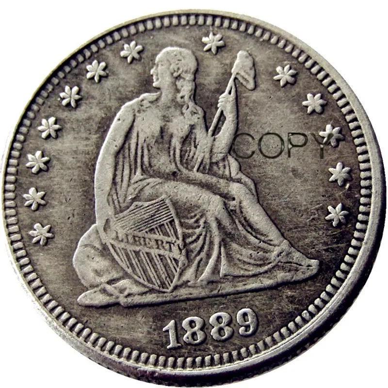 

США, 1889 местный, свобода, четверть доллара, Посеребренная копия монеты