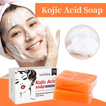 2 pezzi sapone all'acido cogico fatto a mano naturale delicato non irritante schiarente esfoliante per la pelle corpo viso detergente sapone sbiancante
