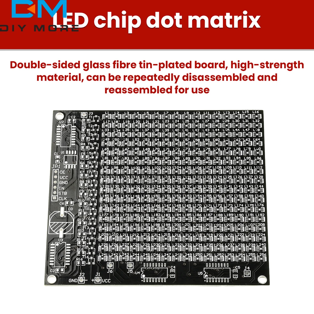 64/256LED Display Rosso LED SMD Dot Matrix Kit schermo pubblicitario 0-9 Display digitale Divertimento Kit elettronico fai da te Pratica di saldatura - Image 2