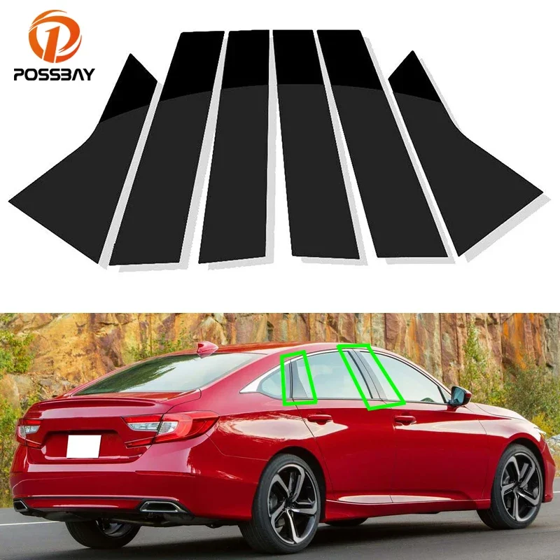 

Автомобильные оконные стойки, отделка двери, глянцевое пианино, черная наклейка, чехол для Honda Accord Sedan 2018-2022, аксессуары, внешние части