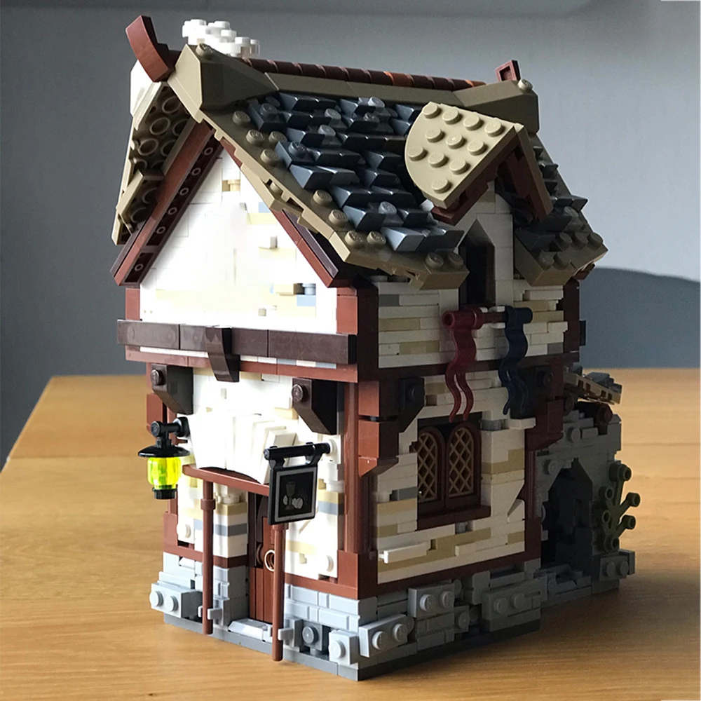 

MOC Retro The Medieval Taverns Building Blocks Kit Town Street Pub House Architecture Idea Bricks Game Toy For Children Birthday