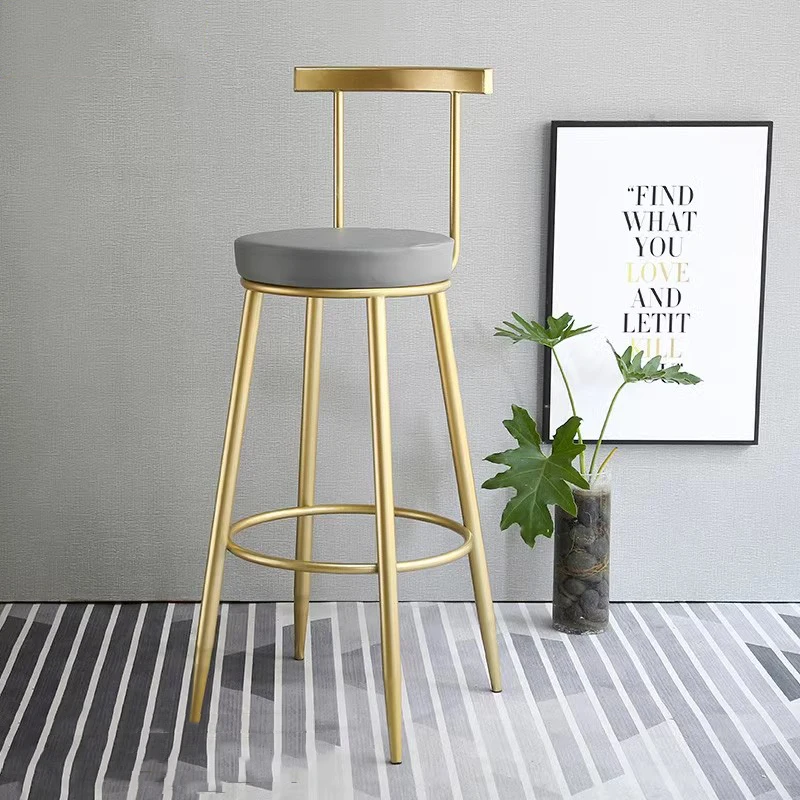 

Gold Industrial Bar Stool Kitchen Salon Waiting Luxury Bar Chair Metal Reinforce Taburetes Altos Cocina Restaurant Furniture