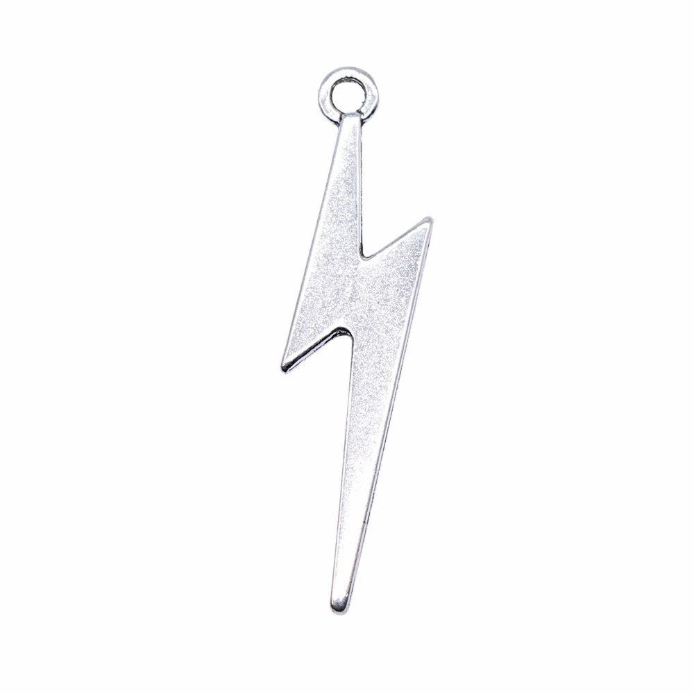 WYSIWYG 20pcs 34x8mm 골동품 실버 컬러 번개 매력 펜던트 쥬얼리 만들기 DIY 쥬얼리 결과 만들기