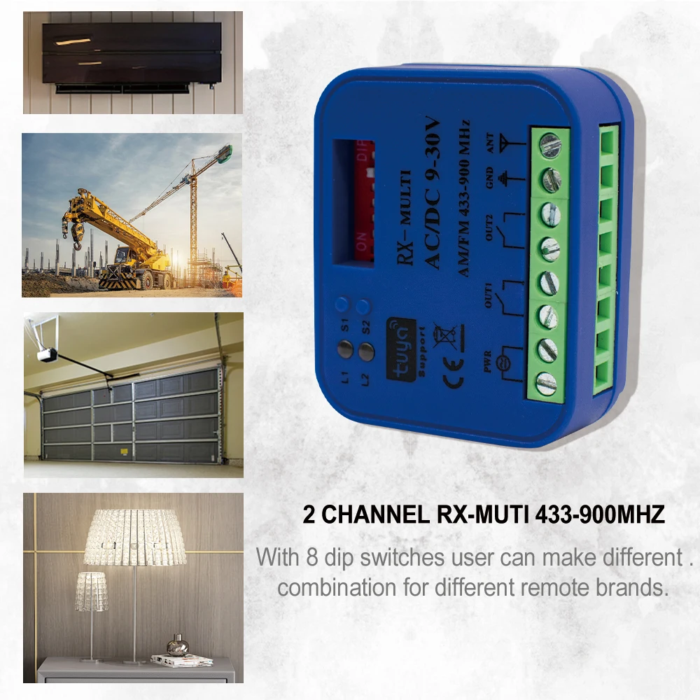 Tuya Smart Remote Control Switch Ricevitore 300-868Mhz 433Mhz 315Mhz 390Mhz Rx Multi Universal Garage Door Ricevitore 2Ch Wifi Relay