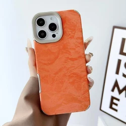 Luxury Snow Mountain Pattern Silicone Leather Phone Case - Shockproof Bumper Cover - iPhone 15 Plus (Orange)