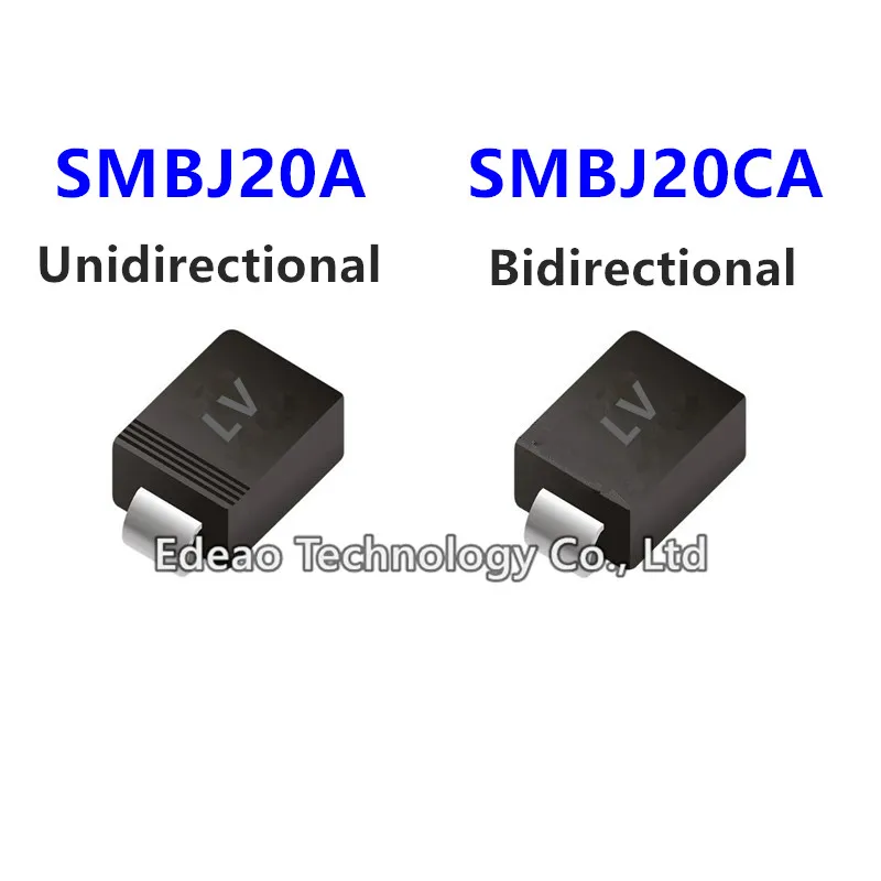 20 Pz/Lotto Tvs Diodo Smbj20A Smbj20Ca Marcatura: Lv Smb (Do-214Aa)