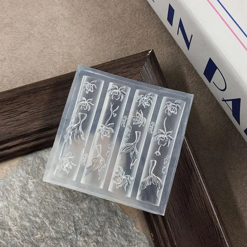 ? 3D 실리콘 네일 몰드 바다 물고기 꼬리 꽃 연꽃 네일 아트 DIY 디자인 부품 스탬핑 플레이트 매니큐어 연장 도구 용품