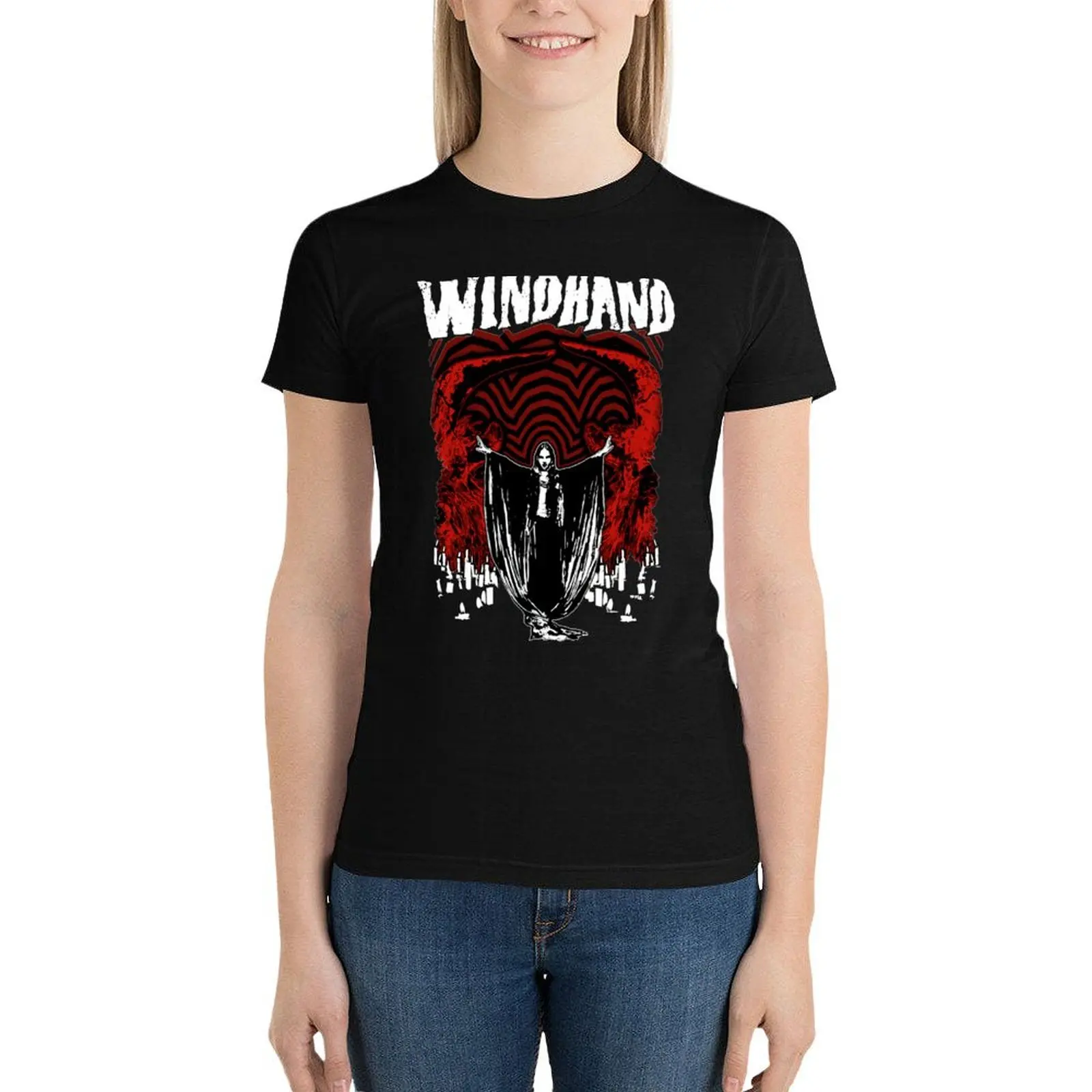 Фото Windhand-D?om-металлическая футболка Stoner-Rock, женская одежда с графическим принтом, милые топы, роскошная дизайнерская одежда для женщин №4