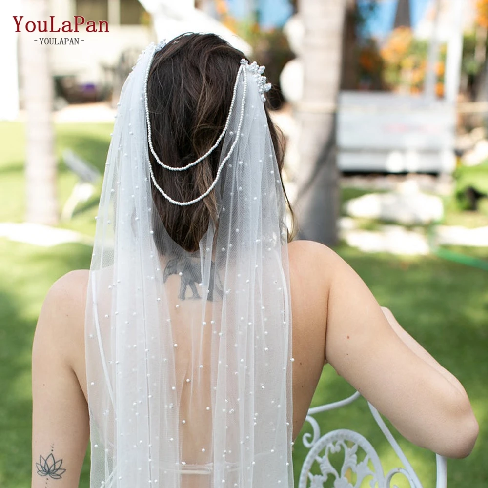 Youlapan V03 Boho Bridal Veil Pearl 