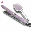 Straightener Iron & Paddle Brush Set Rhinestone Flat Iron& Massage Brush Kit planchas para el cabello& Cepillo Set 1