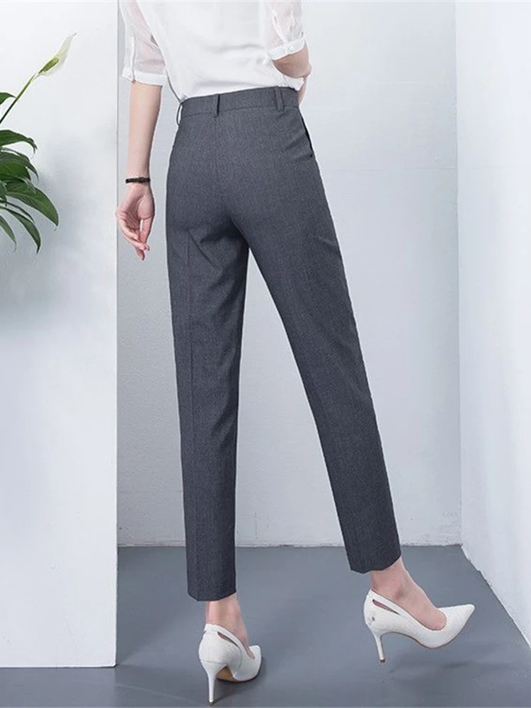 Formal Pencil Suit Pants Women Causal Big Size 4xl Office Pantalones Mid  Wasit Slim Ankle-length Spodnie Ol Hose Candy Trousers