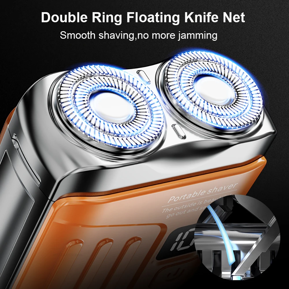Shaver Man Electric Razor Household Mini Portable Smart Display Digital Double Blade Shaver Washable Rechargeable Beard Trimmer