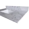 43"x 22" Bathroom Vanity Top ,White Marble Color With Rectangle Undermount Ceramic Sink And 3 Faucet Hole With Back Splash 6