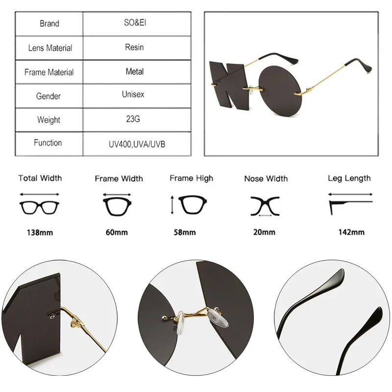Women Fashion Unique NO Letter Eyewear Men Punk Goggles Shades UV400 Female Sun Glasses