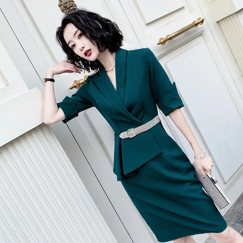 2023 Spring Summer Office Dresses For Ladies Pencil Dress Suit Black Women Elegant Formal Business Casual Work Oversize XS-XXL