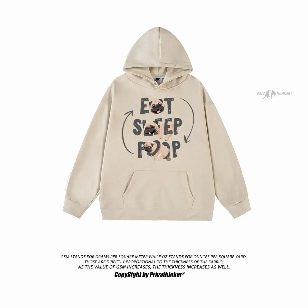 

Aesthetic Fashion Hoodie Loose Street Punk Vintage Suede Hoody Sweatshirt Oversized Dog Letter Print Casual Streetwear Womens