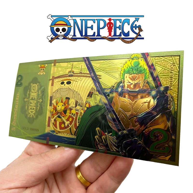Anime One Piece Toy Golden Cards PVC Zoro Luffy Nika 10 Kinds Commemorative Banknote Collections Toys Gifts For Party