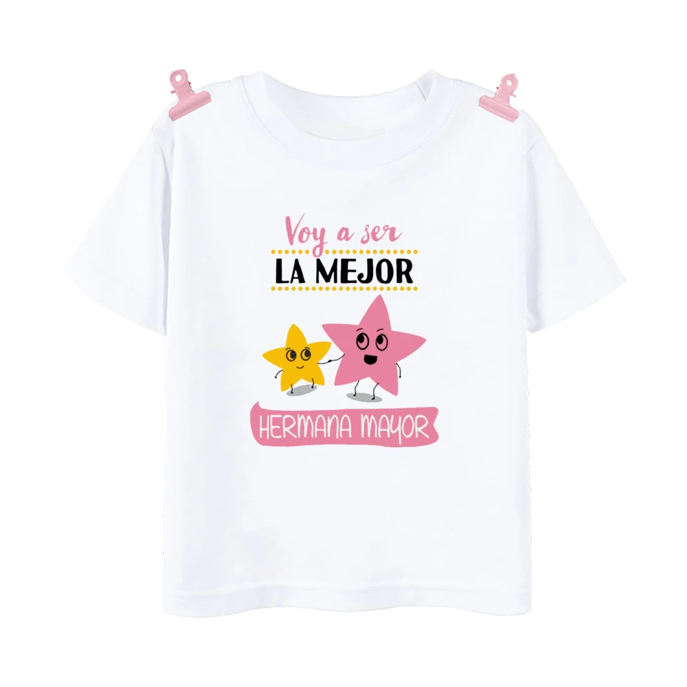 I'm Being Promoted To Big Sister T-shirt Baby Announcement T Shirt Kids Spanish Print Tee Girl Tops Children Tops Summer Clothes 5