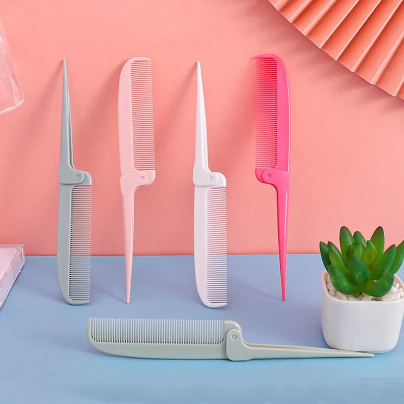 Children Foldable Massage Hair Comb Anti Static Hairdressing Girls Hairpin Portable Pointed Tail Comb Brush Styling Accessorie