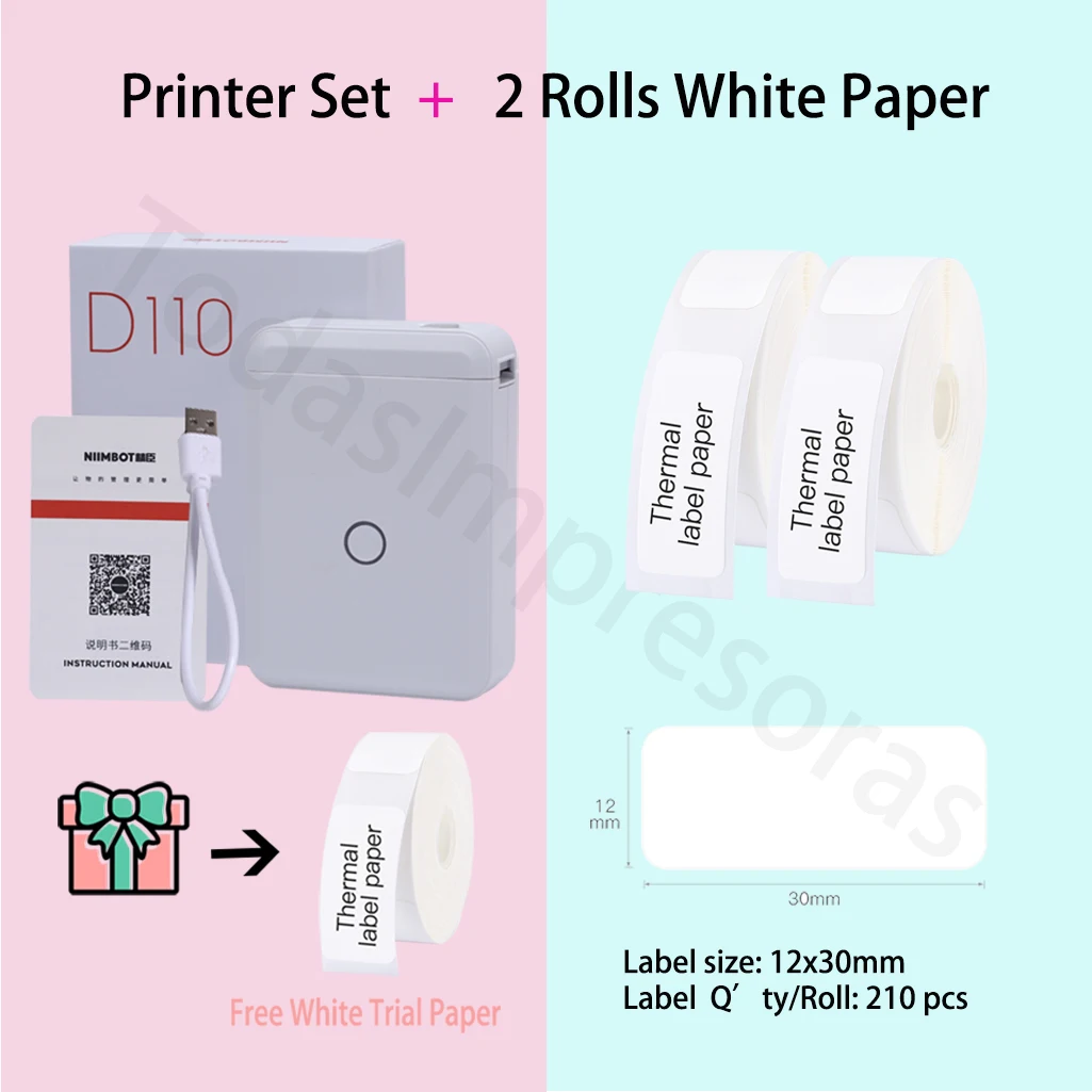 Niimbot D110 Printer Label Bluetooth Nirkabel Pembuat Label Kabel Pita Printer Portabel Kantor Rumah Dalam Ruangan Luar Ruangan Label Tanda