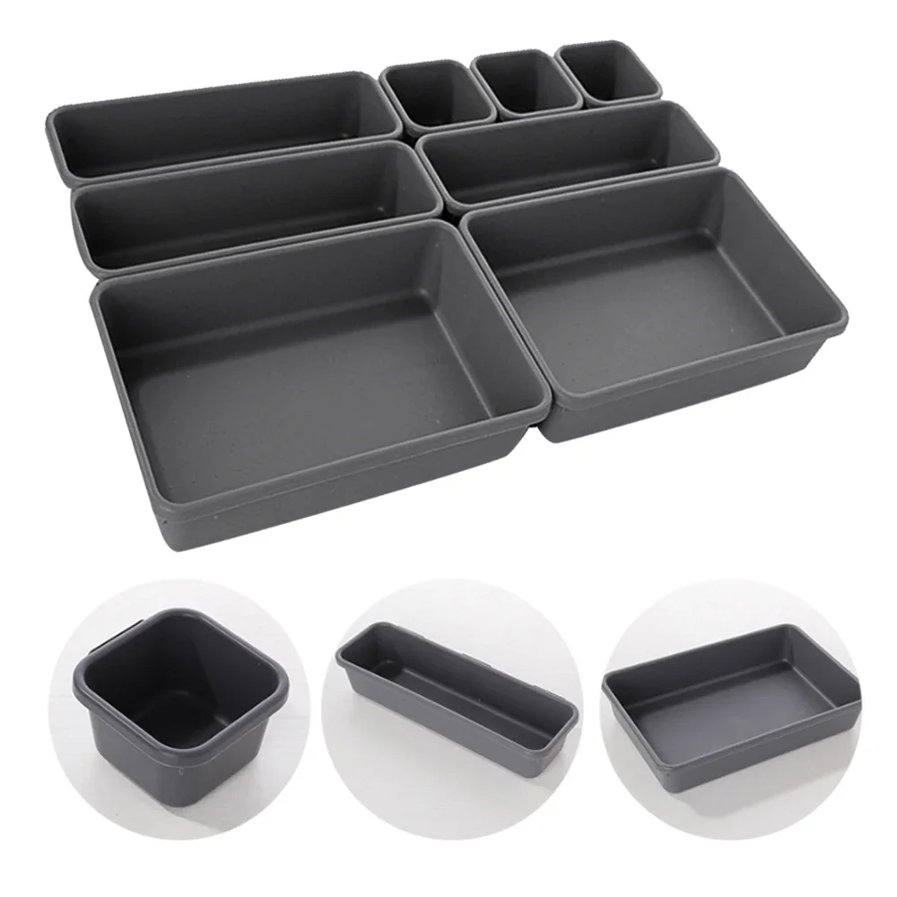 세트당 8PCs 조절 가능 서랍 정리함 상자 트레이 메이크업 화장품 잡동사니 분류기 보관함 주방 욕실 옷장 보석함