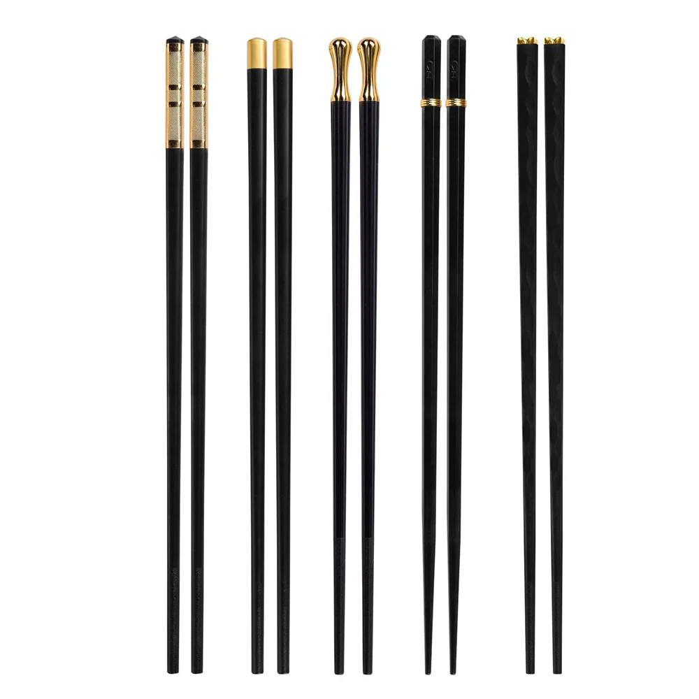 Non Slip Chopsticks Fiberglass Reusable Multi-Style Chopstick Set 5 Pairs