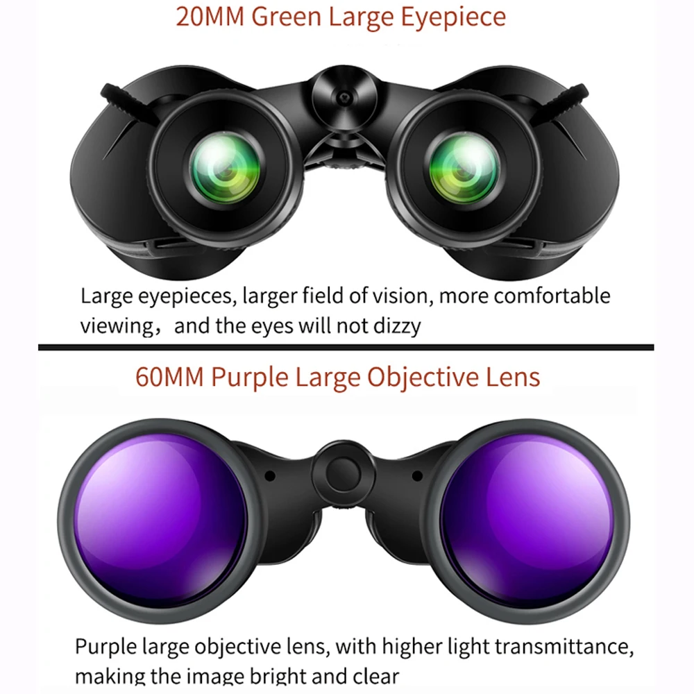 Borwolf 12-36X60 Binoculars BAK4 Prism FMC Optical Lens High Power Hunting Birdwatching Light night vision telescope 2