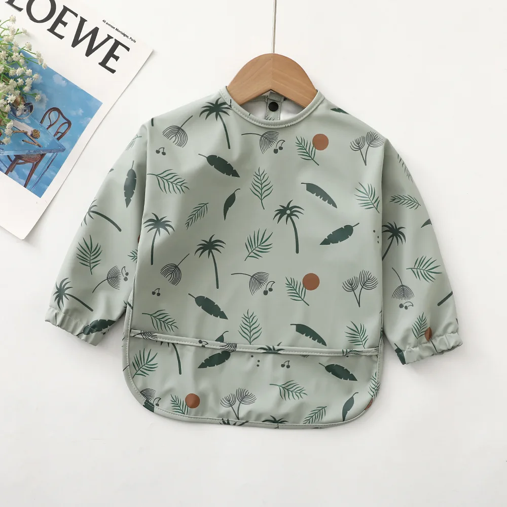 Erduo Waterproof Long Sleeve Baby Bib with Soft Cloth Fabric