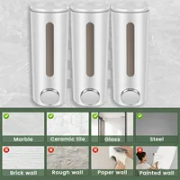 500ml ติดผนังห้องน้ําเครื่องจ่ายสบู่เหลวสามหัวเครื่องจ่ายสบู่เหลวพร้อมหน้าต่างที่ชัดเจนสําหรับ Home Hotel SPA ใช้ 2