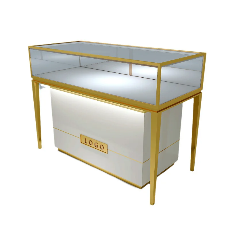 맞춤형 LED 조명 유리 백 디스플레이 캐비닛 럭셔리 파인 주얼리 샵 카운터 가구