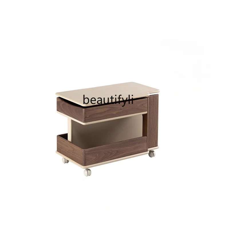 

Solid Wood Mobile Tea Table New Chinese Style Nordic Simple Small Table Multifunctional Storage Side Cabinet