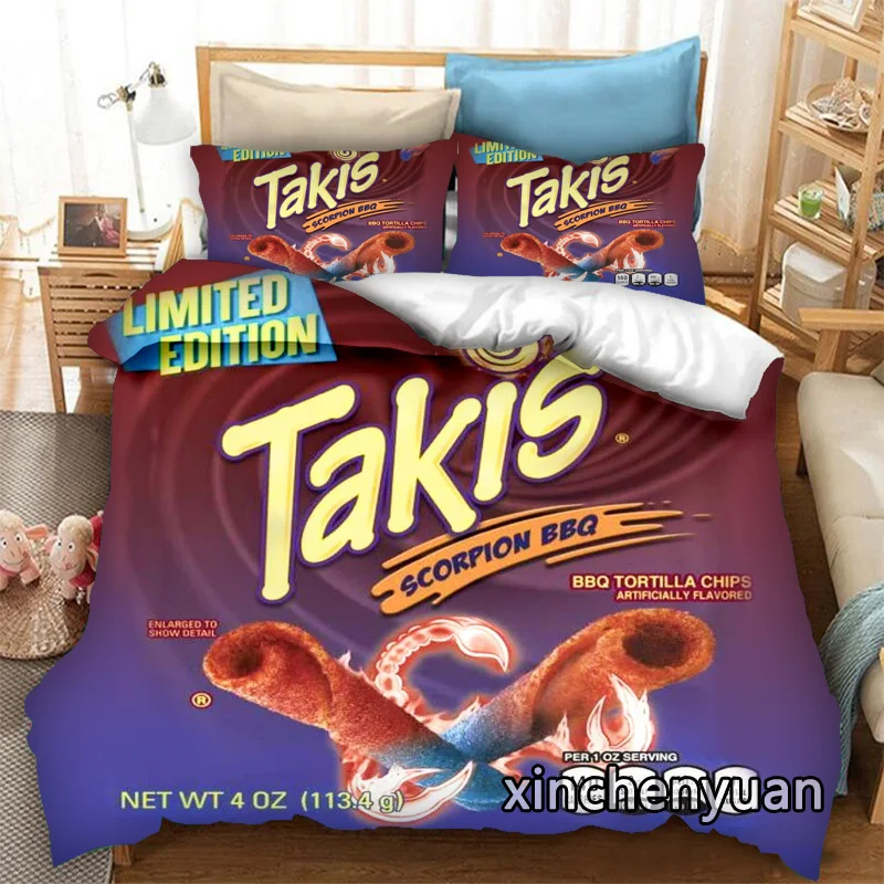thumbnail image 1 of Juego de cama con estampado 3D de Snacks Takis de Phechion, fundas de edredón, fundas de almohada, juegos de cama con edredón de una pieza, ropa de cama, lino K275, 1 of 4