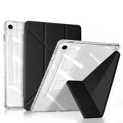 Y - Fold Stand Shockproof Tablet Case with HD Clear Cover for Tab S6 Lite 10.4inch (Black)