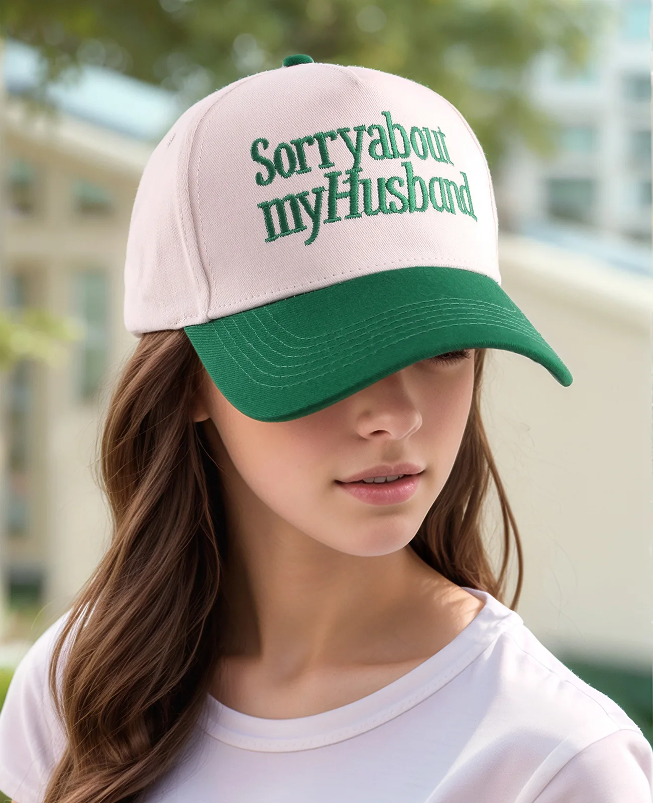Valentinstag-Baseballmütze für LKW-Fahrer, grenzüberschreitend, „Sorry about My Husband“, Stickerei, farbblockierter Hut für Geschäftszene – Detail 3