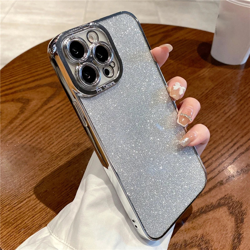 iphone 11 Pro Max  lifeproof case Glitter Square Plating Blue Case For iPhone 13 Pro Max 11 12 Mini XR X XS Max 6 6S 7 8 Plus SE 2020 Shockproof Transparent Cover iphone 11 Pro Max clear case