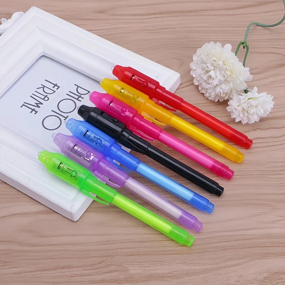 2 in 1 Luminous Light Pen Magic Purple UV Black Light Combo Drawing Invisible Ink Pen Learning Education Toys For Child 1pcs magic light pen